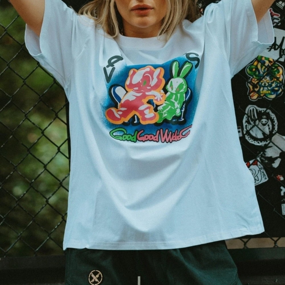 Mod Wave Movement By Dark Side Style Vanguard's Dog White Graphic Tee With Tags